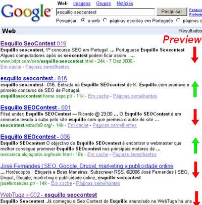 Google Esquillo seocontest results